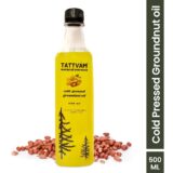 Cold pressed groundnut oil bottle